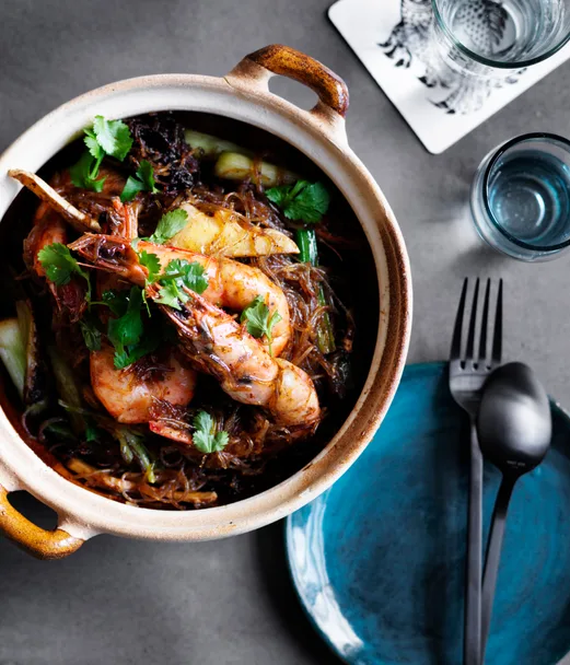 David Thompson's prawns baked with vermicelli