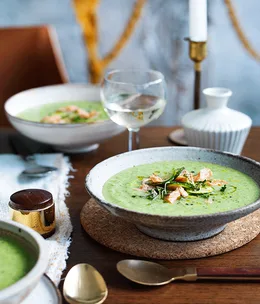 Chilled zucchini, pea and buttermilk soup