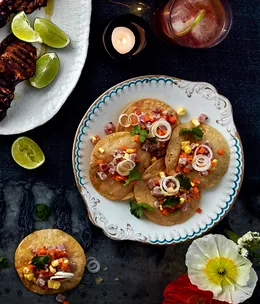 Tuna ceviche with ginger, chilli and corn