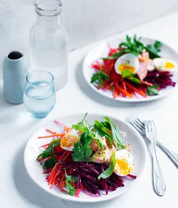 Smoked trout, carrot and beetroot salad