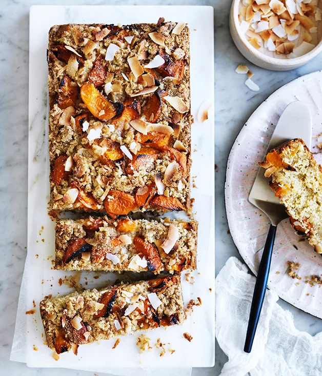 Apricot and coconut crumble cake