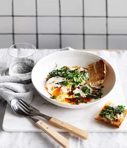Poached eggs with yoghurt and Aleppo-pepper butter recipe