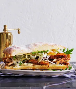 Porchetta panini with fennel and mustard fruits