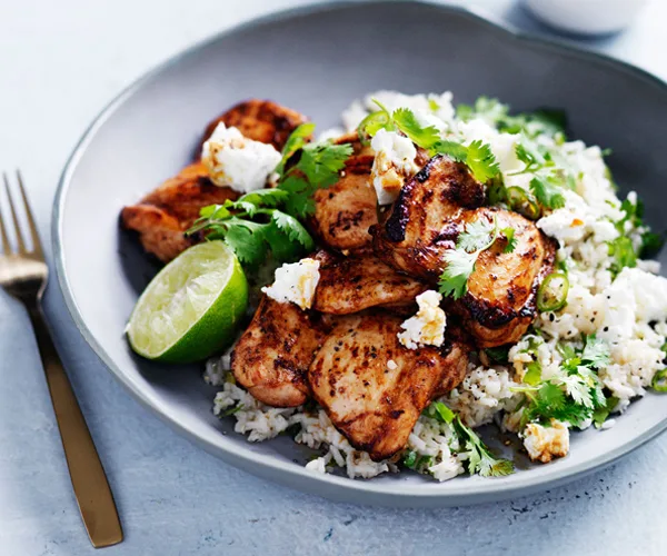 Chipotle-spiced chicken with green rice