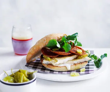 Sage frittata and fried sopressa panini