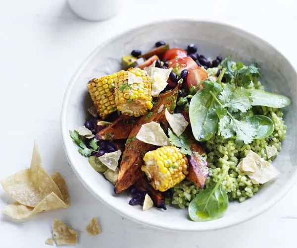 Sweet potato and black bean rice bowl