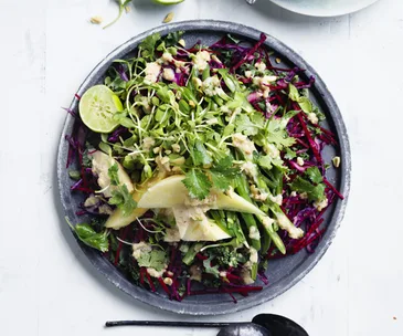 Crunchy slaw with peanut-lime dressing