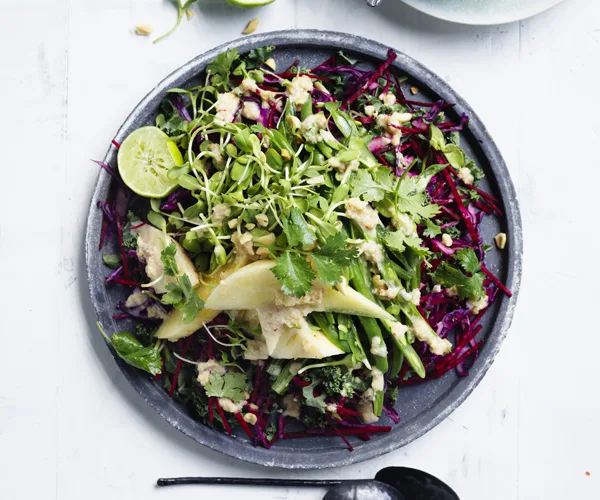 Crunchy slaw with peanut-lime dressing