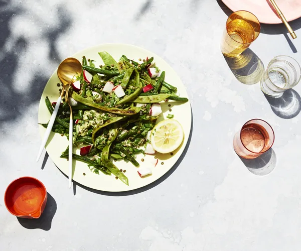 Grilled bean salad with lentils