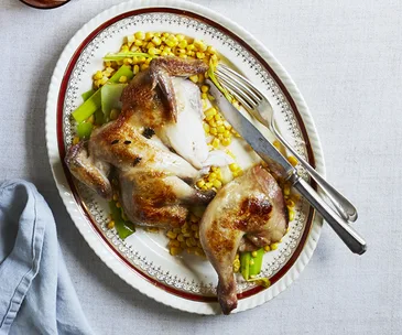 Chicken with leek and corn