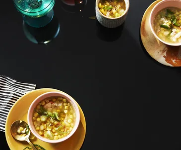 Corn, ginger and crab soup