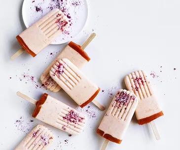 Peach Melba pops