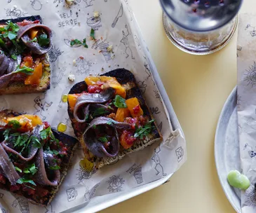 Anchovy and tomato bruschetta