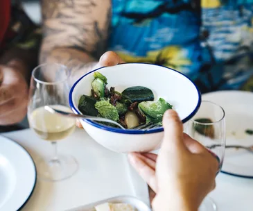Cucumber, olive and roasted-onion salad