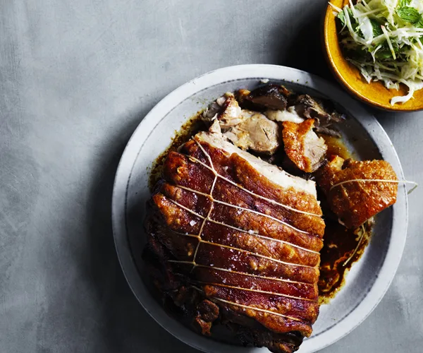 Spice-roasted pork with coleslaw