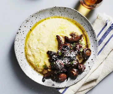 Braised mushrooms with polenta