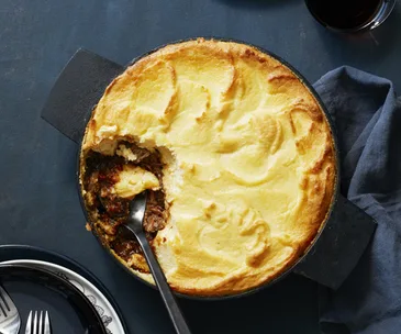 Slow cooked Lamb and duchess potato pie