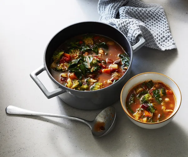 Minestrone with rainbow chard and quinoa