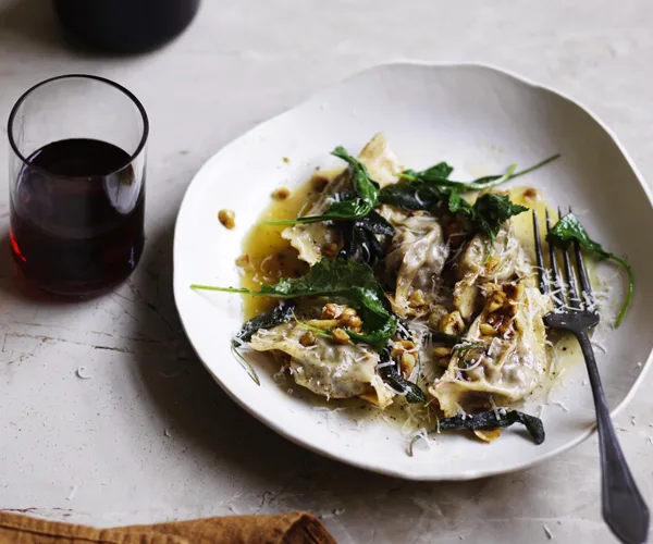 Beef agnolotti with hazelnut and sage butter