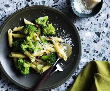 Penne with broccoli and pancetta pangrattato