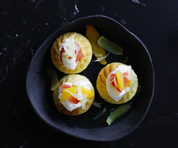 Limoncello baba with vanilla cream