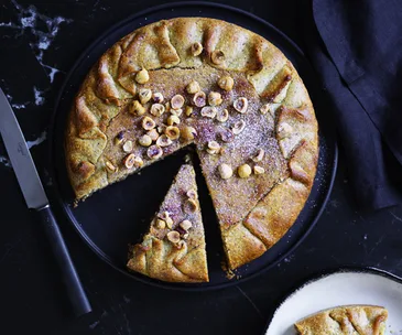 Caramelised Marsala pear crostata