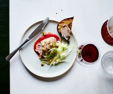 Duck liver pate with rhubarb compote and fennel salad
