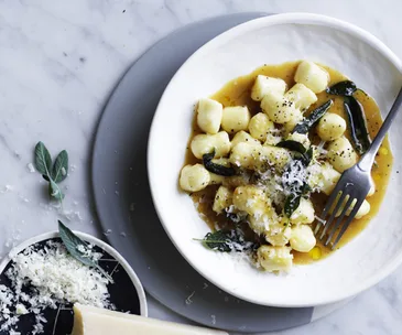 Gnocchi with demi-glace and sage