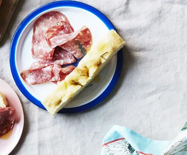 Rosemary focaccia with salume