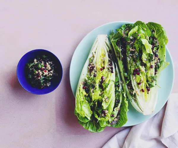 Cos lettuce, herb and anchovy salad