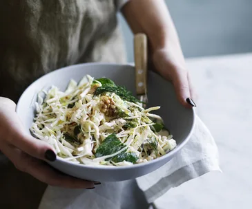 Cabbage, celeriac and pear salad