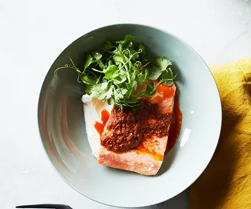 Ocean trout with harissa and yoghurt 