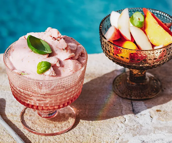 Peach and basil sorbet