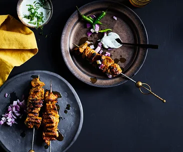 Lamb Skewers with mint yoghurt 
