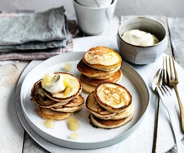 Pikelets with pear jam