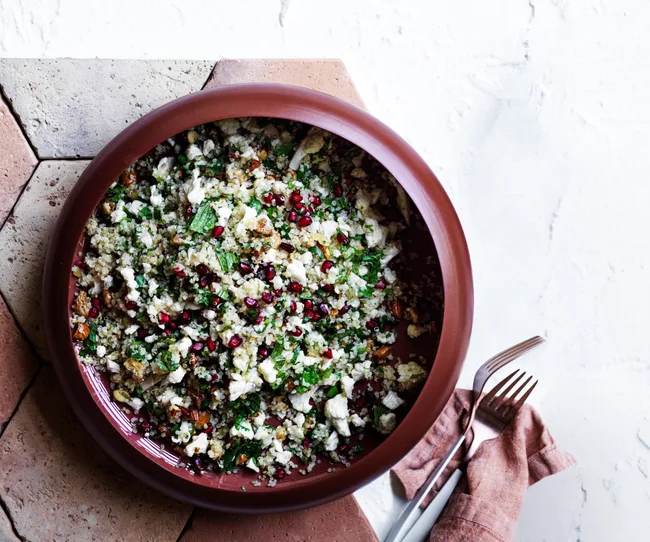 Cauliflower, pomegranate and quinoa salad