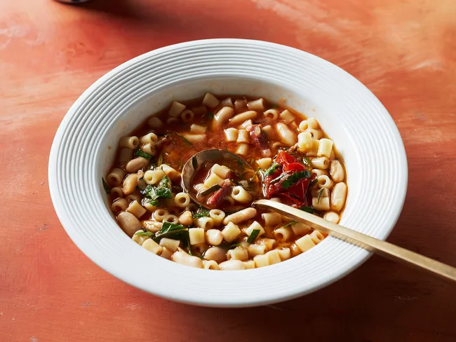 Ditali and beans with pancetta