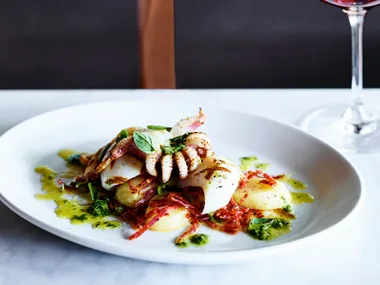 Grilled cuttlefish with green sauce