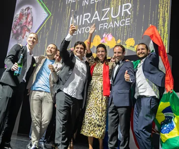 Mauro Colagreco and the Mirazur team at The World's Best 50 Restaurants awards ceremony. 