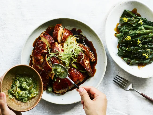 Sunda's masterstock-poached chicken with ginger and spring onion relish