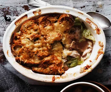 Chicken, cabbage and bread soup