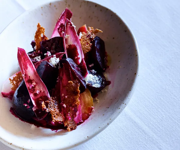 Cutler & Co's red endive and beetroot salad with juniper and horseradish cream