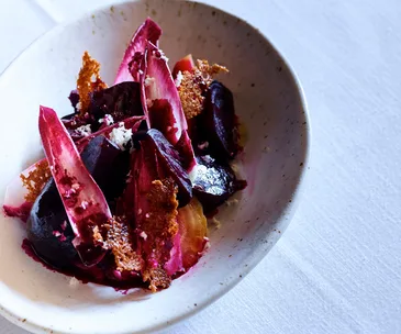Cutler & Co's red endive and beetroot salad with juniper and horseradish cream