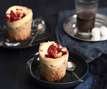 Plum and ricotta crumble cakes