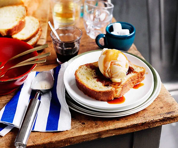 Brioche, coconut and caramel ice-cream sandwiches