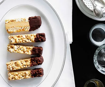 Caramel parfait with candied popcorn