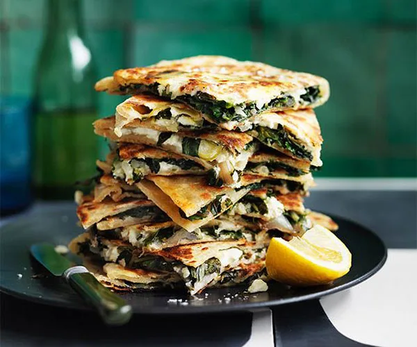 Feta and greens g&ouml;zleme recipe