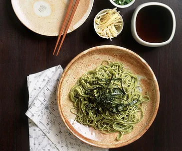 Cha soba noodles with traditional accompaniments