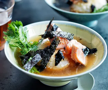 Ochazuke with ocean trout and nori