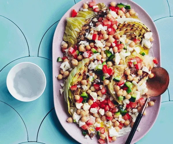 Yemenite pickled cabbage and chickpea salad